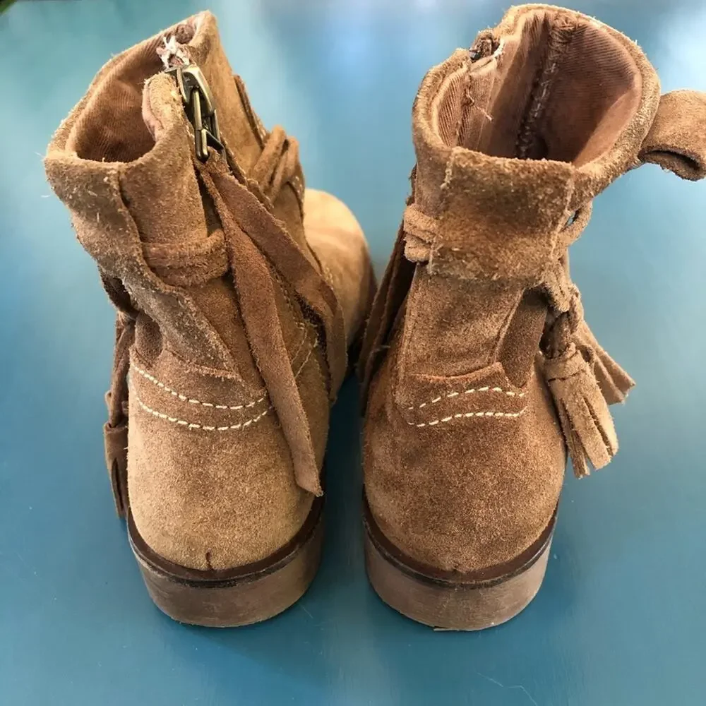 Zara Girls Suede Leather Boots Size 11.5